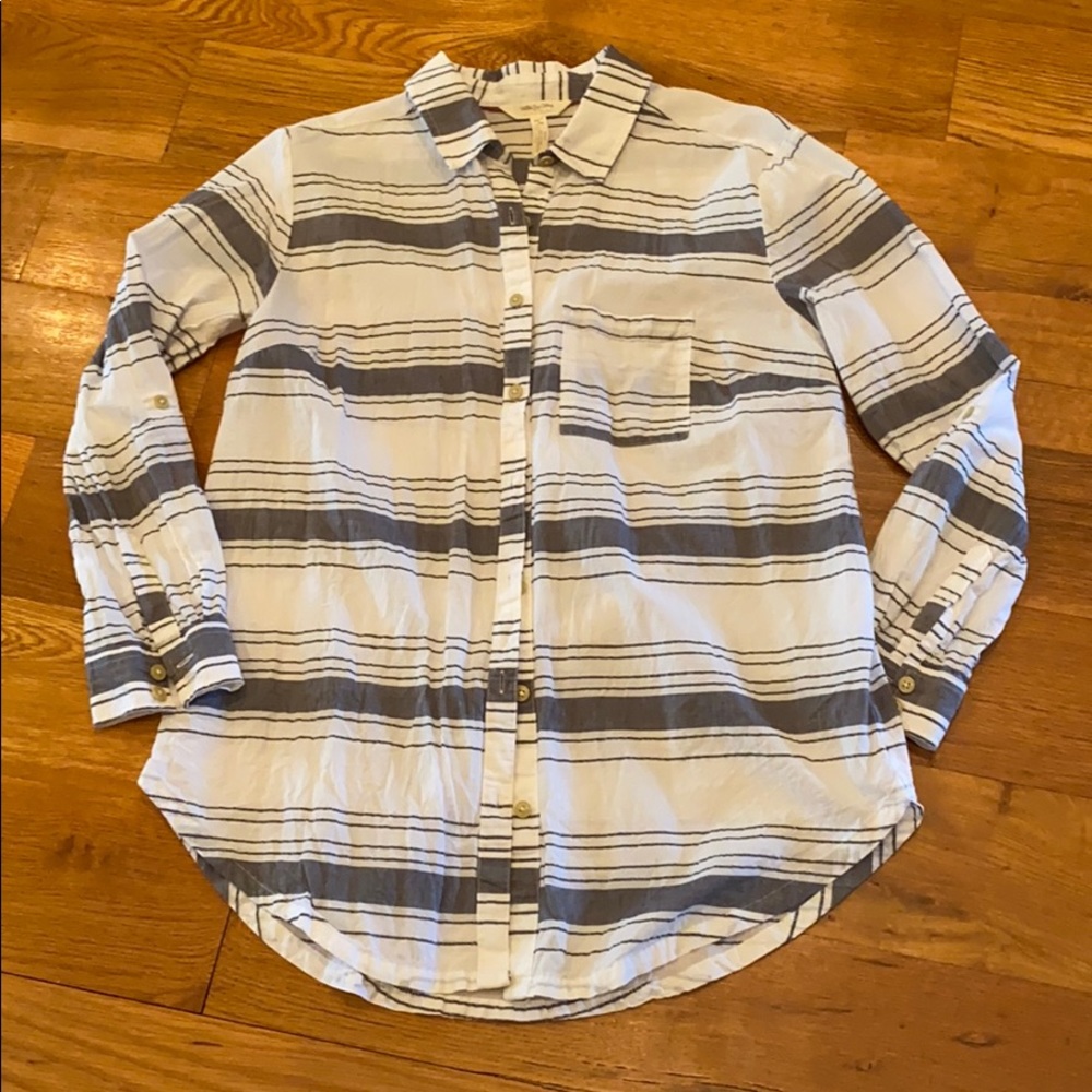 MJ striped button down blouse